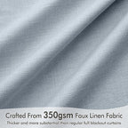 MIULEE 100% Blackout Back Tab Pleat Linen Curtains 50" Wx84 L, Chambray Blue | - Image 4