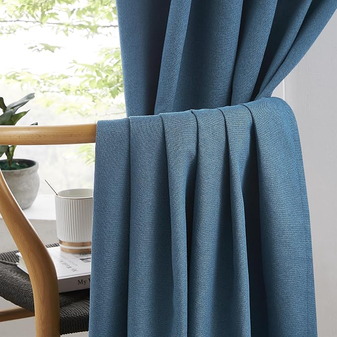 80 Inch Full Blackout Linen Textured Door Curtains - Image 5