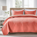 FLYMME Quilts Queen Size, Lightweight Coral Bedspreads, Basket Weave Pattern by FLYMME