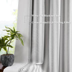 ZJDECOR Black Striped Full Blackout Cotton Blended Panels, Isolate Light and - Image 4