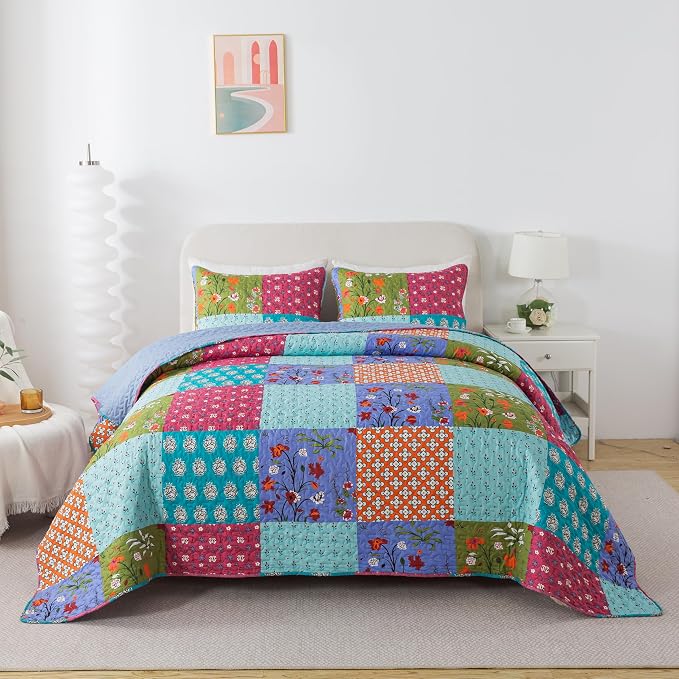 SLPR - All is Bright Colorful Patchwork Quilt Set, King - Image 2