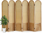Rattan Room Divider, 6 Panel Folding Room Screen Divider, Natural | Woven by AsNefeli