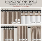 QJmydeco Dark Flax Black Out 92 Inch Long Boho Curtains 2 Panel Set, Farmhouse - Image 4