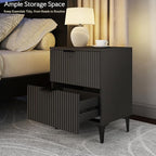 Black Fluted Nightstand Set of 2, Modern Night Stands - Image 4
