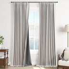 Cream Natural Linen 100% Blackout Curtains 90 Inches Long 2 Panel Sets Textured - Image 8