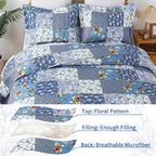 VAPUTAR Farmhouse King Size Quilt Set, Reversible Floral Bedspreads | - Image 3
