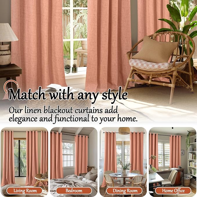 Terracotta Linen Blackout Curtains - Image 7