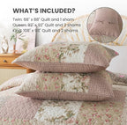 SLPR - Secret Garden Pink Patchwork Cotton Quilt Set, King - Image 6
