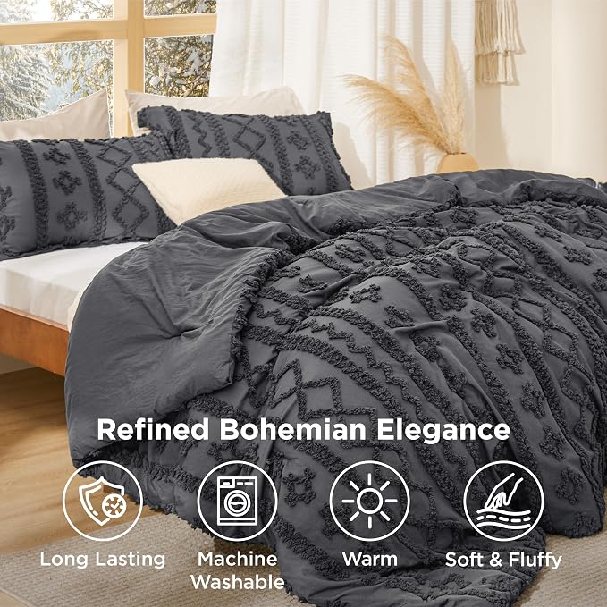 Bedsure Tufted Boho Comforter Set Full Size - Image 4
