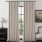 Grayish Flax Linen Blend Black Out Curtains 96 Inch Long by QJMYDECO