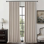 Grey Flax Curtains 92 inch Length 2 Panels Set, Hook Belt&Rod Pocket White by QJMYDECO