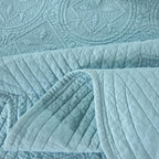 ROOMLIFE Quilt Set King Size 3D Floral Embroidery Pattern 3-Piece Cotton - Image 7