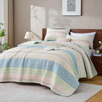 King Size Quilt Set Blue Pink - Image 8