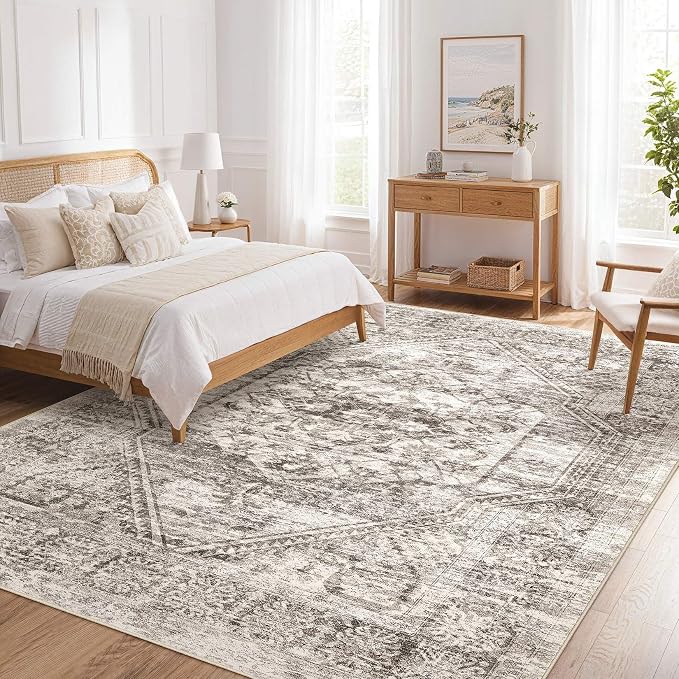 cotiled 5x7 Area Rug for Living Room, Traditional, Distressed Brown - Image 8