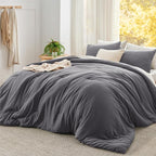 Bedsure Super King Plus Comforter Set, Dark Grey Soft Prewashed Bedding by Unknown