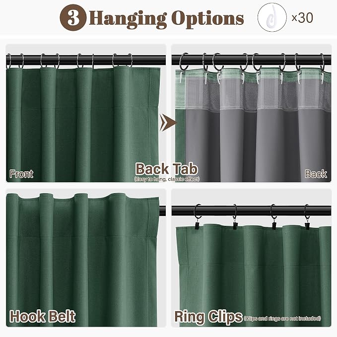 Green Linen 100% Blackout Curtains - Image 2