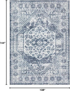 cotiled 9x12 Area Rug for Living Room, Traditional, Distressed Blue - Image 2