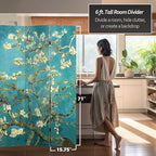 Red Lantern Double Sided Works of Van Gogh Canvas Folding Screen - Image 6