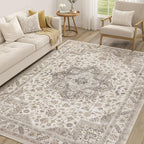 cotiled 7x9 Area Rug for Living Room, Traditional, Light Brown | Soft by COTILED