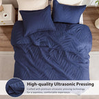EXQ Home Quilt Set Full Queen Size Navy 3 Piece, Lightweight Soft Coverlet - Image 3