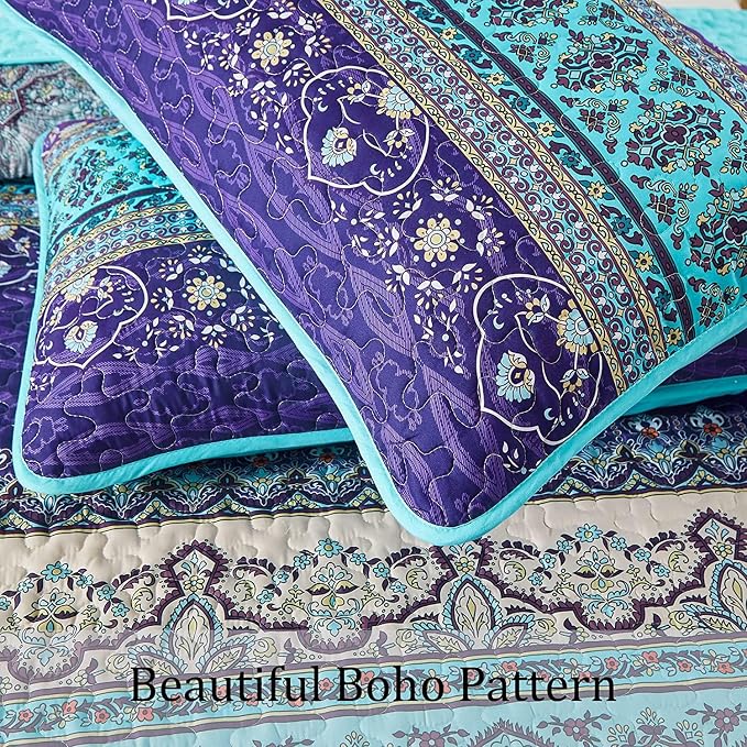 WONGS BEDDING Boho Quilts Twin Size, 2 Pieces Bedspread Bedding Set, Breathable - Image 5