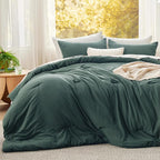 Bedsure Super King Comforter Set, Forest Green Soft Prewashed Bedding - Image 2