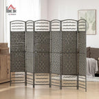 HOMCOM 6 Panel Room Divider, Folding Privacy Screen, Dark Gray | Room Separator - Image 2