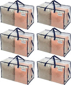 VENO 6 Pack Clear Extra Large Moving Bags & Storage Totes, Heavy Duty Organizer by Veno