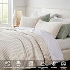 WDCOZY Beige Pick Stitch Twin Size Quilt Set, Striped Lightweight Soft Summer - Image 3