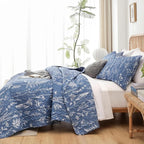JANZAA Quilt King Size, Infinity Blue Bedspread Floral Bedding Set 3 Pieces | - Image 6