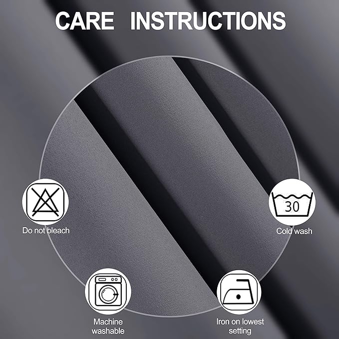 Blackout Curtains 42 x 95 inch/Dark Grey Curtains Set of 2 Panels/Thermal - Image 5