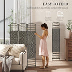 HOMCOM 3 Panel Room Divider, Folding Privacy Screen, Dark Gray | Room Separator - Image 3