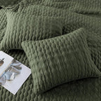 WDCOZY Olive Green Quilts Queen Size Bedding Set - Image 4