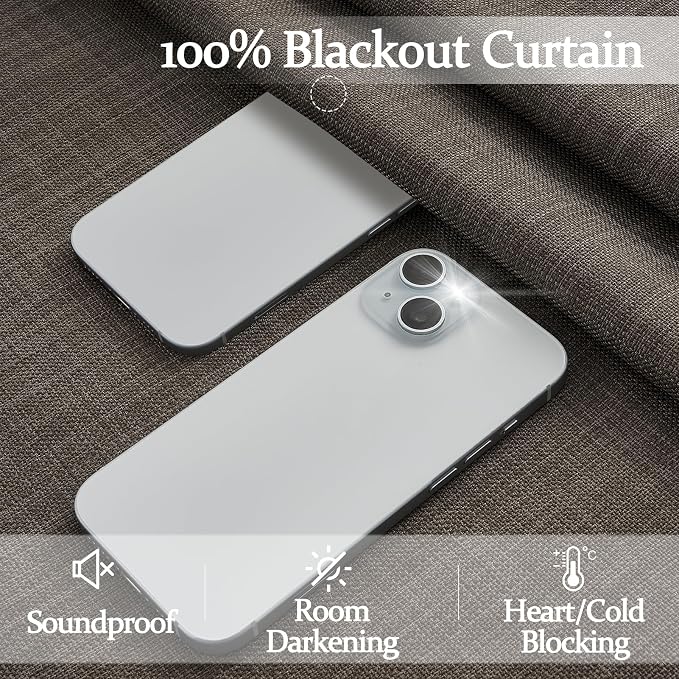Chocolate Tart Dual Layer Linen 92 Inch Office Curtains 2 Panels Set - Image 3