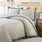 WDCOZY Wheat Cloud Quilt Set Twin Size, Lightweight Soft Cross Stitch Bedspread - Image 2
