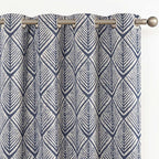 jinchan Blue Blackout Curtains Geometric Patterns Grommet 90 inch 2 Panels | by JINCHAN