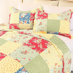 Cmfshape Summer Floral Queen Quilted Bedspread, Romantic Pink Quilt Set - Image 2