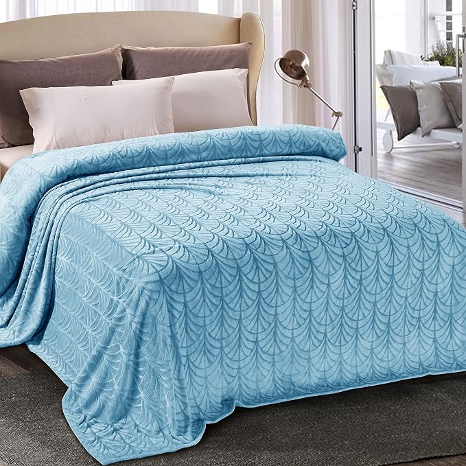 Whale Flotilla Soft Flannel Fleece Bed Blanket Queen Size, Stone Blue | Cozy by WHALEFLOTILLA