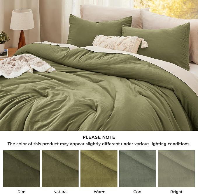 Bedsure King Comforter Set, Olive Green Soft Prewashed Bedding - Image 7