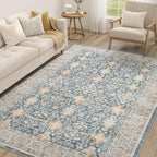 cotiled 6x9 Area Rug for Living Room, Traditional, Dark Blue | Soft Distressed by COTILED