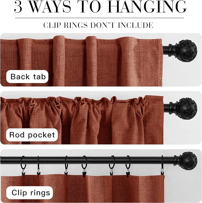 RYB HOME 100% Blackout Linen Textured Curtains 84 Inch Long - Image 7