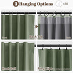 Olive Green Linen 100% Blackout Curtains 72 Inches Long Back Tab Funky Textured - Image 3