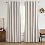 Modern Neutral 90 Inch Blackout Sliding Glass Door Curtains Light and Draft by QJMYDECO