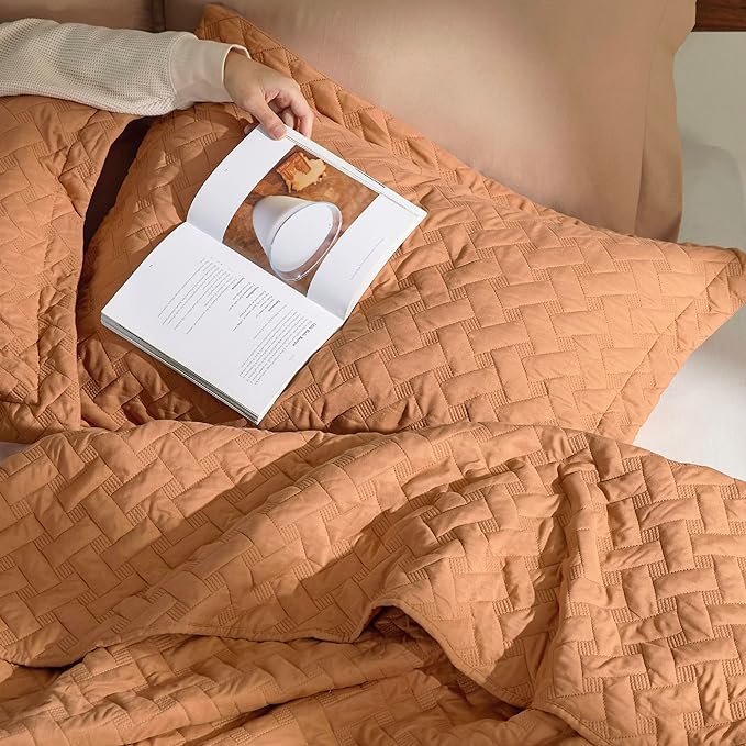 Bedsure Quilts Queen Size, Lightweight Comforter Set, Hazel Brown Bedspread | - Image 5