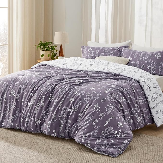 Bedsure Grayish Purple Full Comforter Set - Image 2