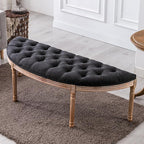 chairus 55" Button Tufted Semi-Circle Dining Bench Linen Halfmoon Entryway - Image 9