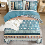 Yiran Blue Boho Quilt Set King Size, Fall Patchwork Bedspreads | Bohemia - Image 4