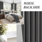 Dark Grey Linen Room Darkening Curtains 96 Inches Long 2 Panels Set - Image 5