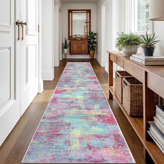 Abstract Runner Rug 2x12 Ft Washable Runners - Image 9