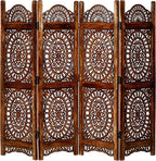Lightnpro Wood Heart Design Handmade Hinged Foldable Partition 4 Panel Room by Lightnpro